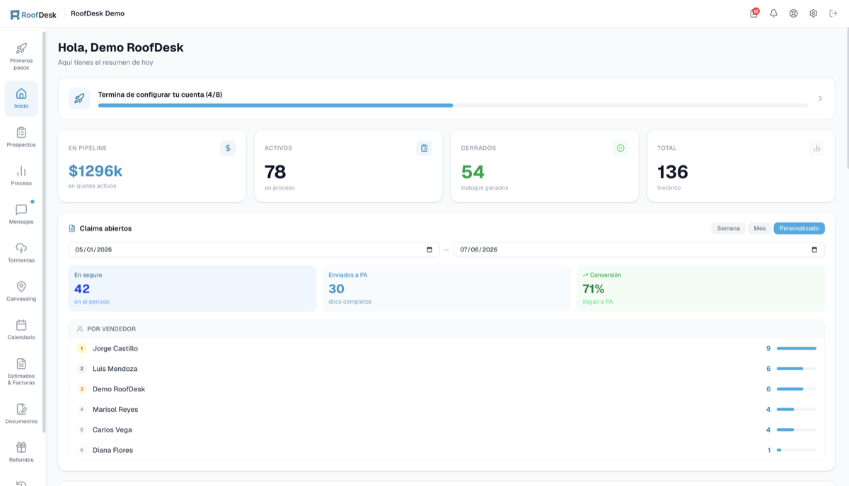 RoofDesk dashboard